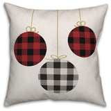 Plaid Christmas Ornaments 18"x18" Throw Pillow