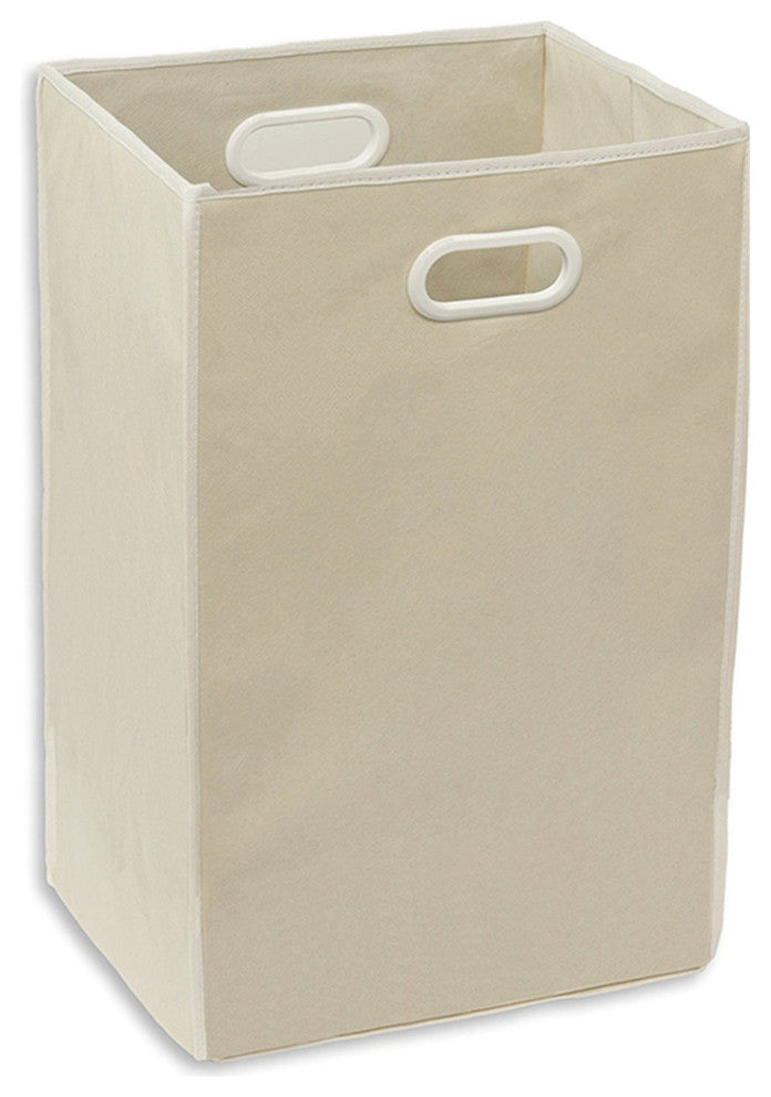 Foldable Closet Laundry Hamper Basket, Beige