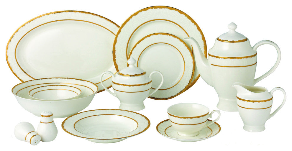 57 Piece Dinnerware Set-New Bone China Service for 8 People-Sonia