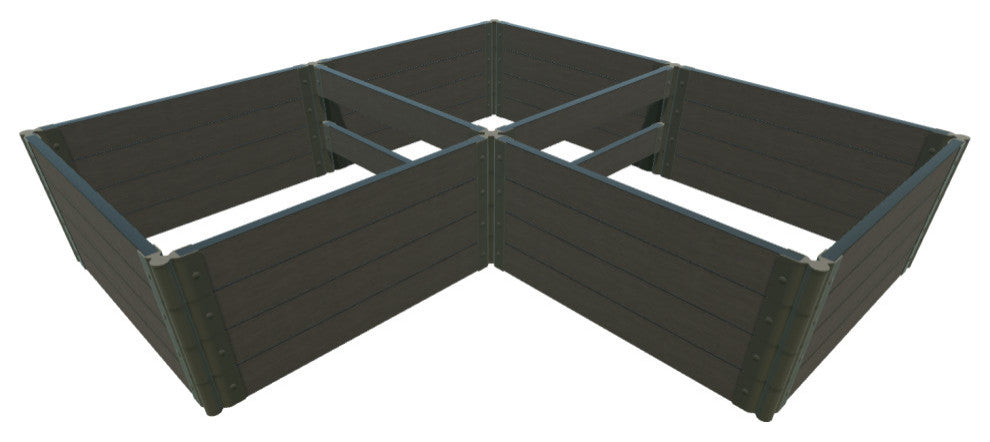 Weathered Wood 'Arrowhead' 8'x8'x22" Straight Corner Raised Garden Bed, 2"