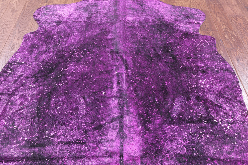 6' 4" X 6' 0" Pink Metallic Cowhide Rug C2097