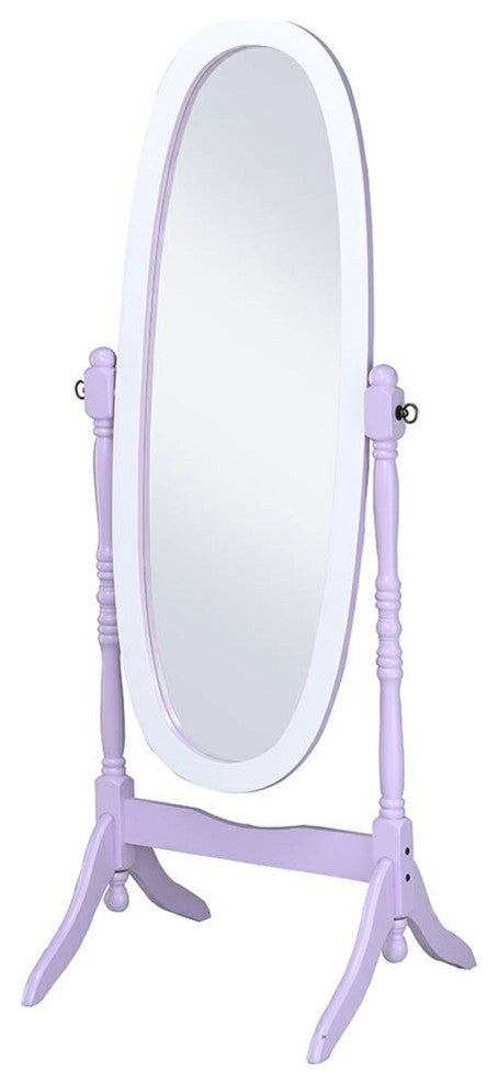 Pretty Pastel Purple and White Cheval Standing Oval Mirror