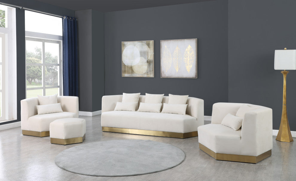 Marquis Velvet Upholstered Set, Cream, Chair