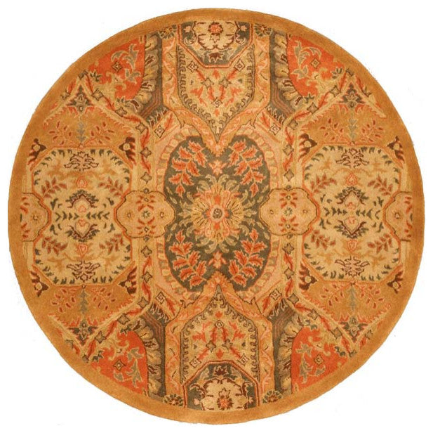 Hand-Tufted Wool Red Transitional Floral Piazza Rug, 6' Round