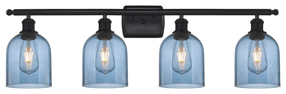 Ballston-Bella 4-Light 36" Bath Vanity Light, Matte Black, Princess Blue