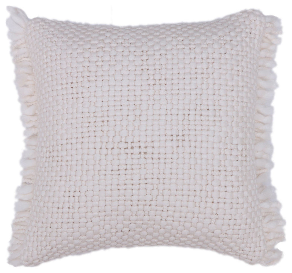 Ivory Hand-Woven Mercer Throw Pillow, 20" x 20"