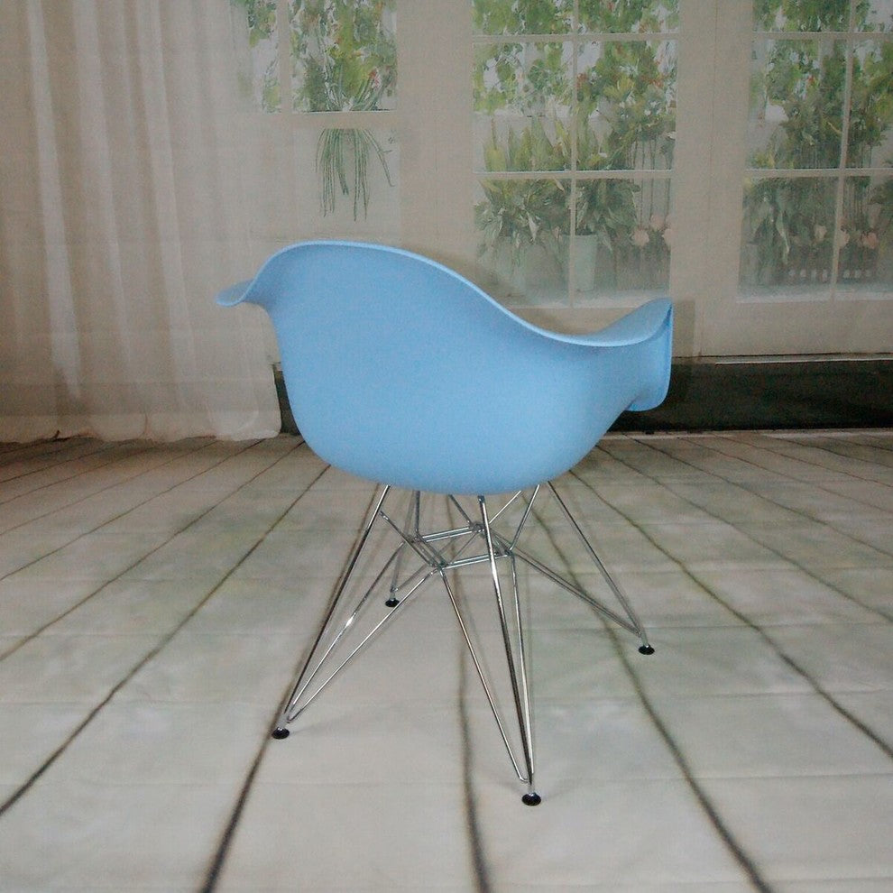 EZ Mod 2 Eiffel Molded Chrome Arm chairs, Blue