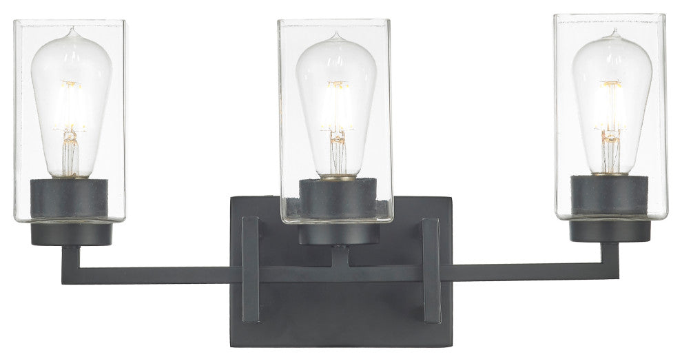 3 Light Geometric Vanity Light in Matte Black