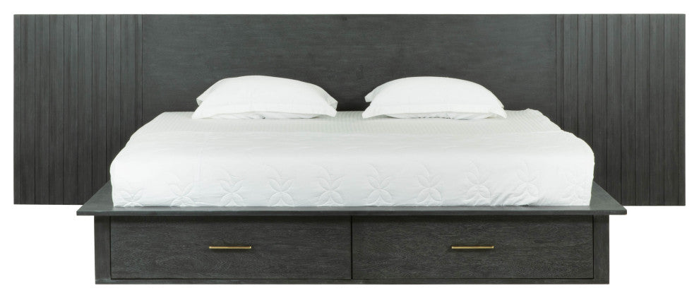 Modrest Manchester- Platform Dark Gray Bed With Drawers, Queen