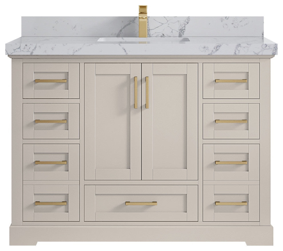 Boston 48" Single Sink Bath Vanity in Fine Grain 2" Venatino Quartz