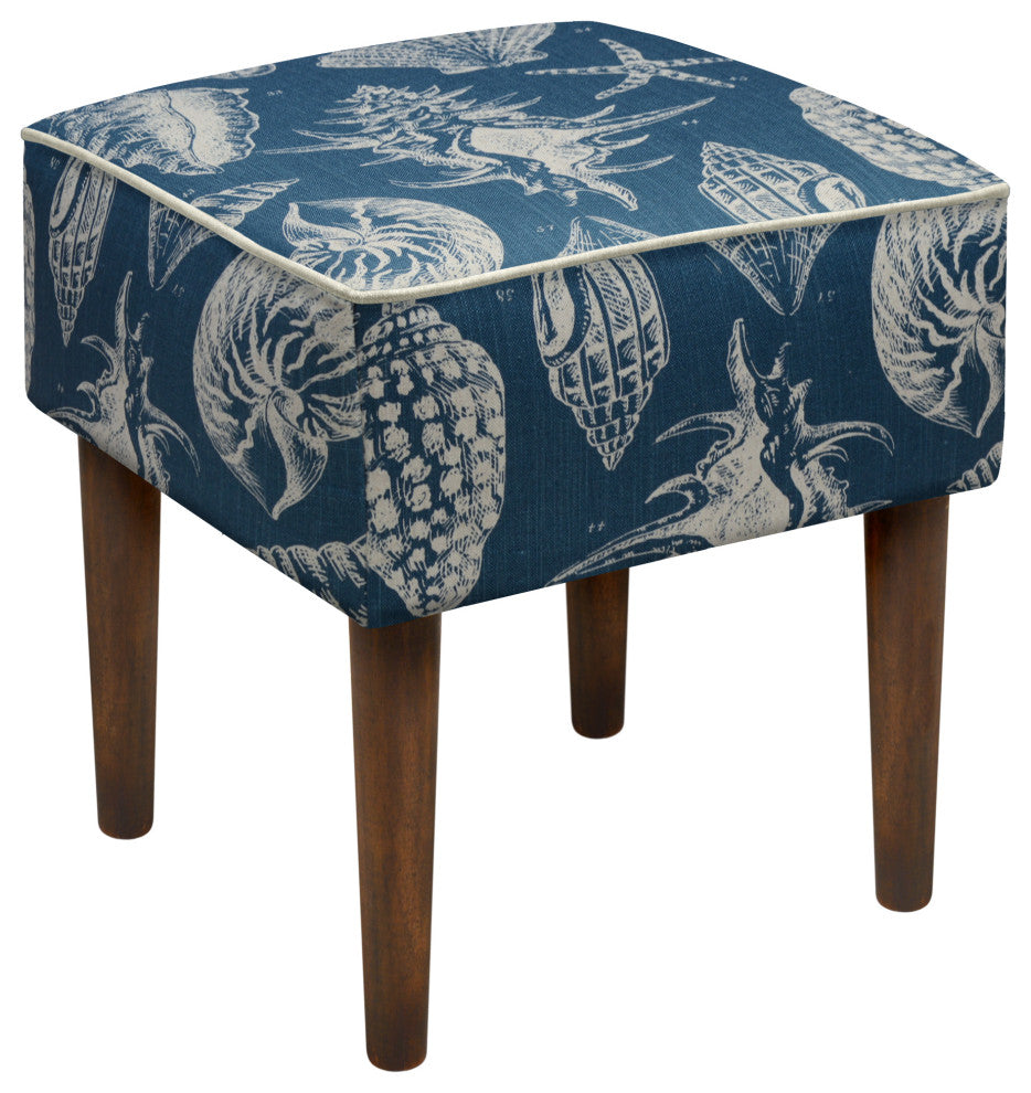 Seashells Modern Vanity Stool, Navy