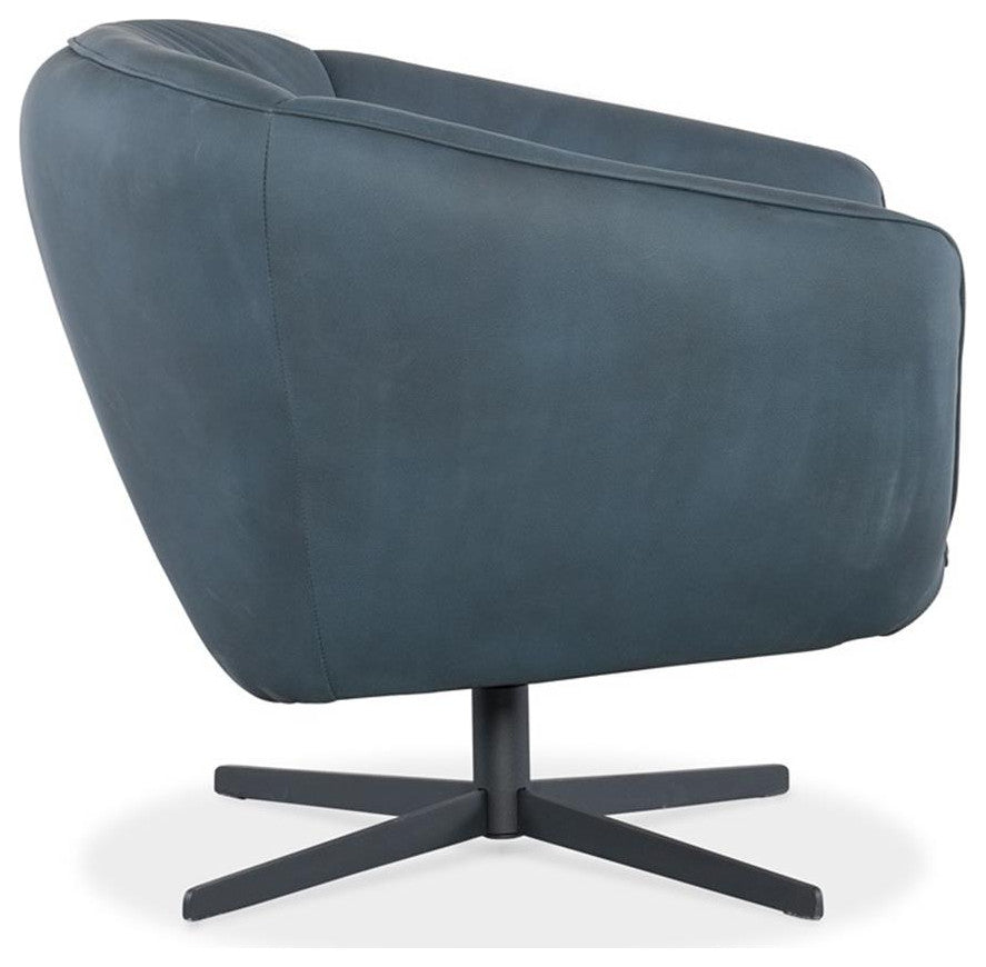 Hooker Furniture Mina Contemporary Leather Swivel Chair in Blue