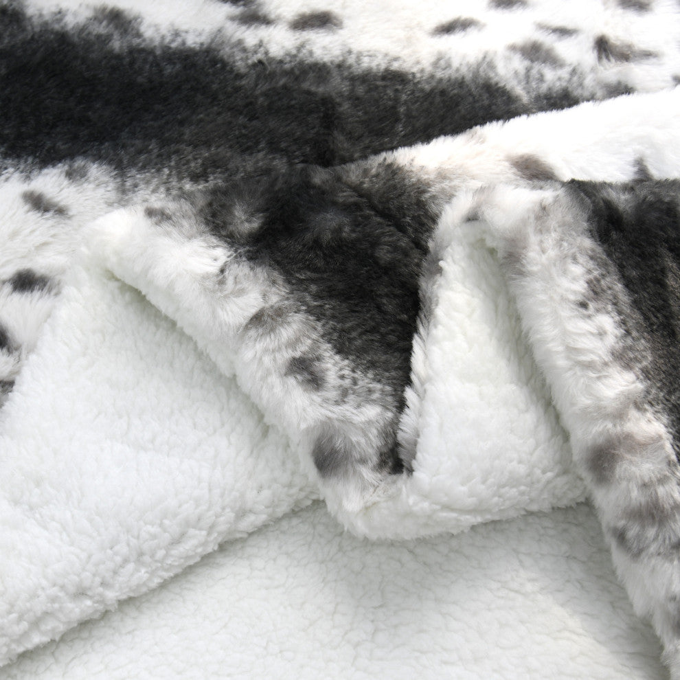 Elite Faux Fur Throw Blanket With Sherpa Backing, Citraka Black, 50" X 60"