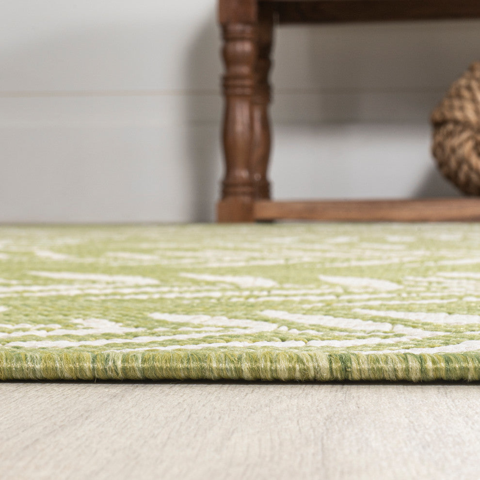 Nevis Palm Frond Indoor/Outdoor, Green/Cream, 3x5