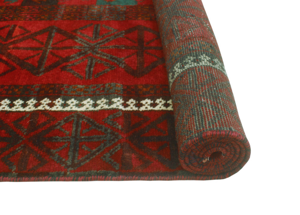 Fine Vintage Distressed Bekzod Red/Burgundy Runner, 3'7 x 7'10