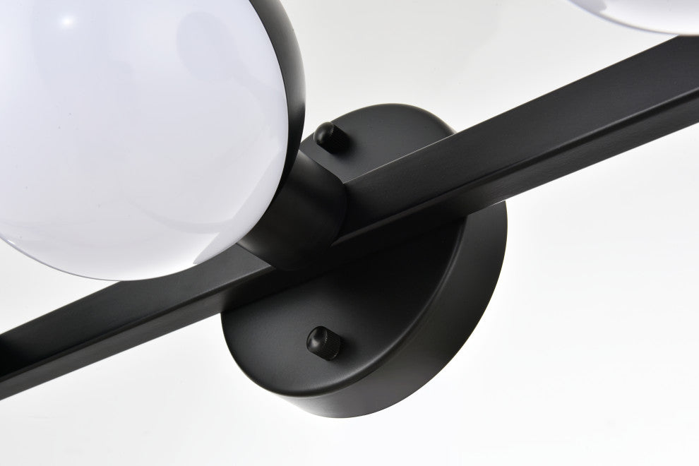 3 Light Black And Frosted White Bath Sconce