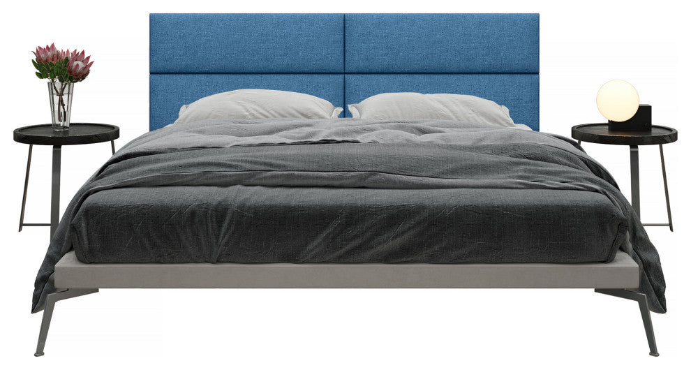 Jaxx Panelist Modern Padded Headboard, Set of 4 Panels, King, Petrol Blue