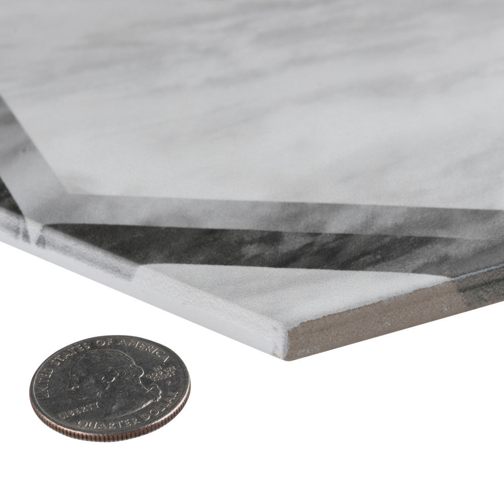 Classico Bardiglio Hex Dimension Porcelain Floor and Wall Tile Sample, Gray