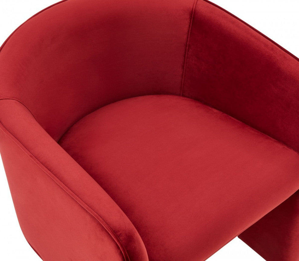 28" Contemporary Dark Burnt Orange Velvet Three Legged Chair
