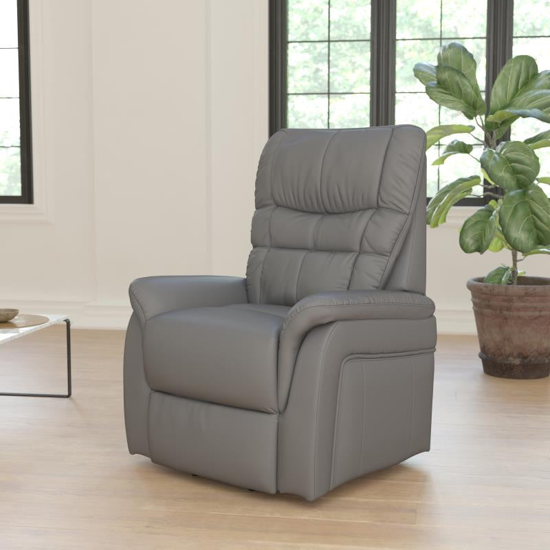 Hercules Series Remote Powered Lift Recliner, Gray Leathersoft