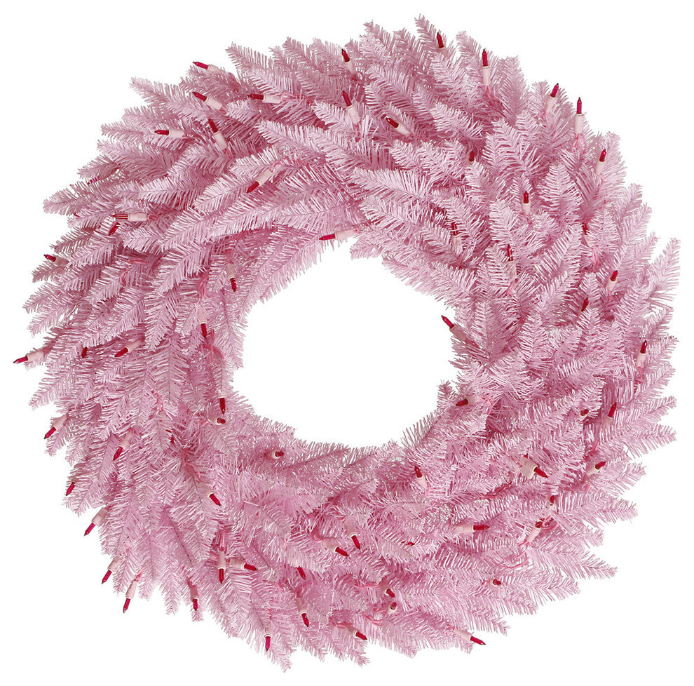 Vickerman 30" Fir Wreath, 260 Tips, Pink