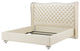 Hollywood Swank Eastern King Tufted Leather Bed - Creamy Pearl