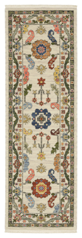 Leoness Persian Floral Indoor Area Rug, Ivory, 2' x 6'