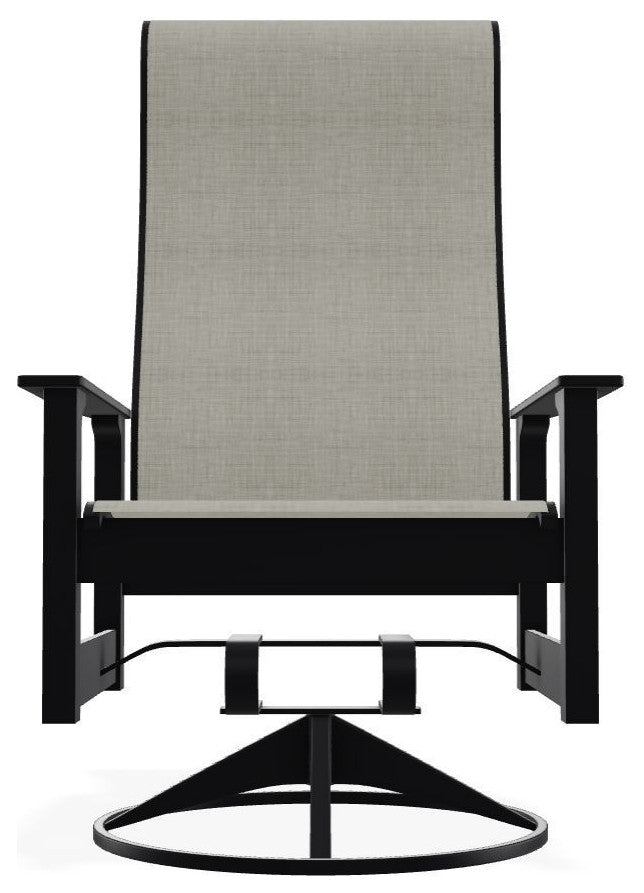 Leeward Sling Outdoor Swivel Rocker, Ella/Black