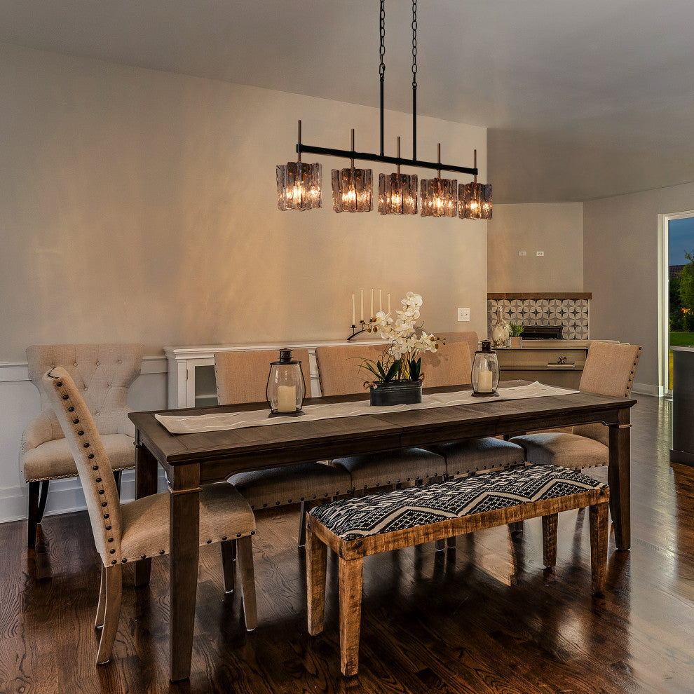 LNC Tucana Polished Gold and Matte Black Modern Kitchen Island Light, 5 Lights