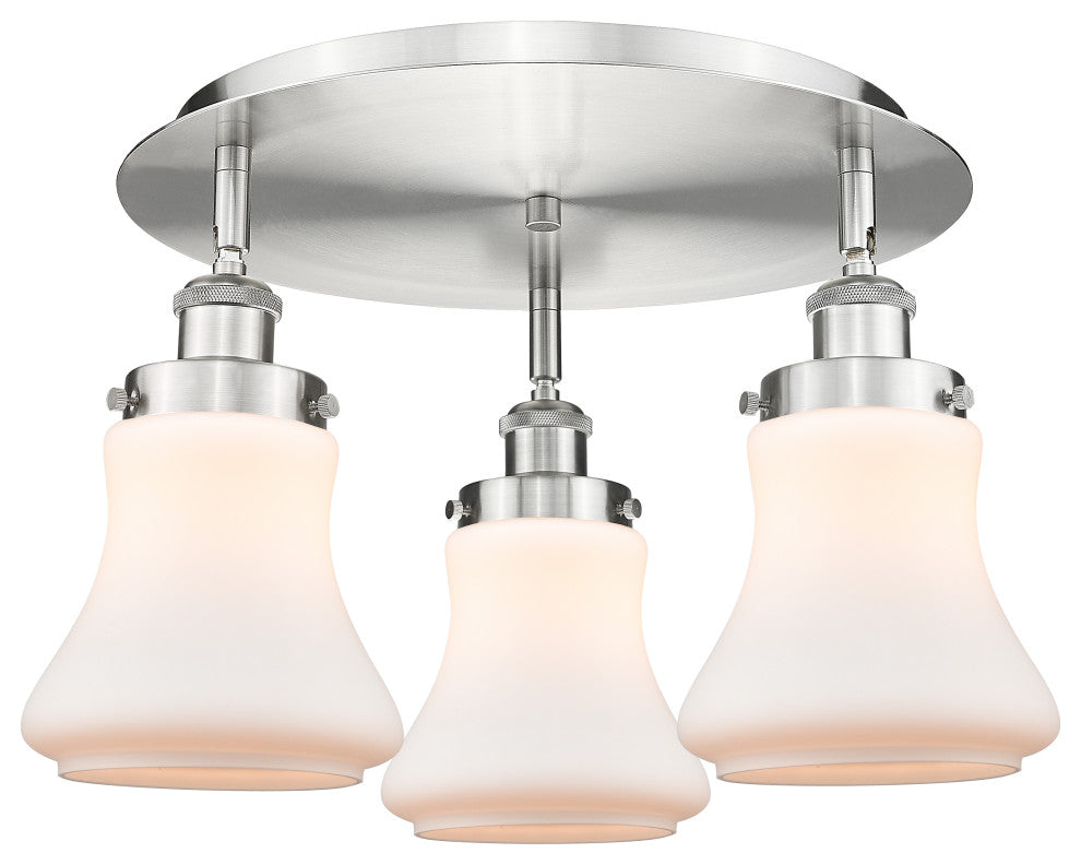 Innovations Bellmont 3 17.75" Flush Mount Satin Nickel