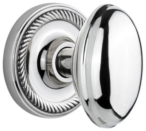 Rope Rosette Passage Homestead Door Knob, Bright Chrome