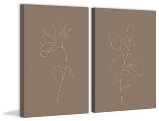 Leaves and Flower Diptych, 2-Piece Set, 8x12 Panels