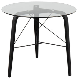 Trilogy Round Dinette Table, Black Wood, Clear Glass