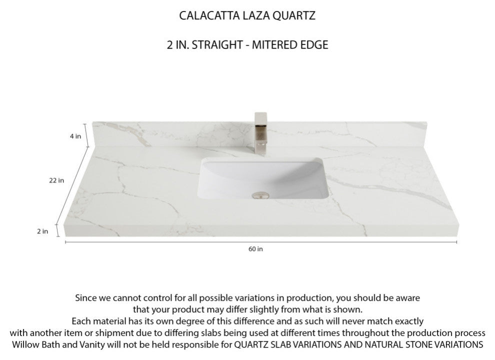 Santa Monica 60 Single Sink Bathroom Vanity in Graywashed Teak 2" Calacatta Laza