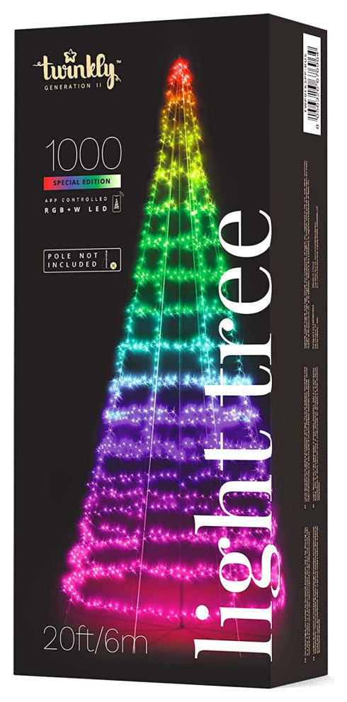 Twinkly Light Tree  App-controlled Flag-pole Christmas Tree with 1000 RGB+W (16