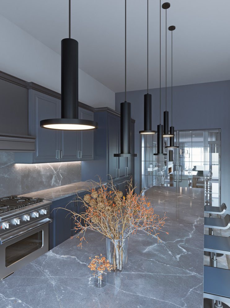 Luna, LED Pendant, 8", Black