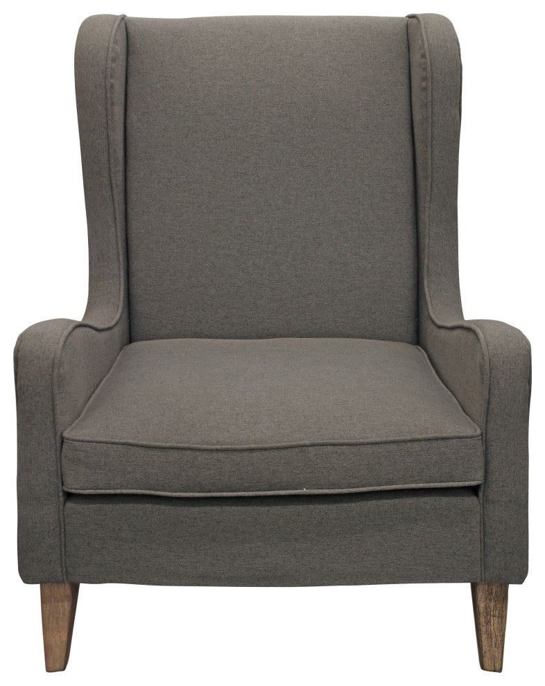 Boulter Lounge Chair with Solid Wood Legs in Gray Linen Fabric