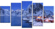 Fishermen Cabins in Winter, Modern Seashore Canvas Wall Art, 60"x32", 5 Panels