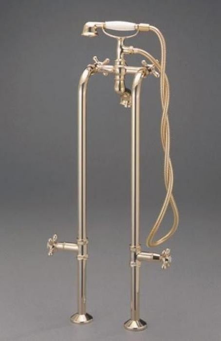 Cheviot Products Freestanding Water Supply Lines W/ Stop Valves, Polished Brass