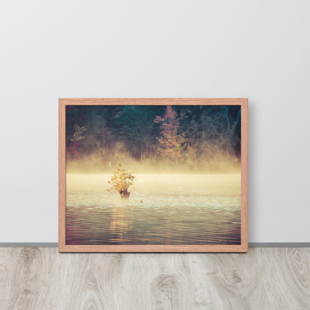 Golden Mist on Waples Pond Framed Photo Paper Wall Art Prints, Red Oak, 16" X 20"