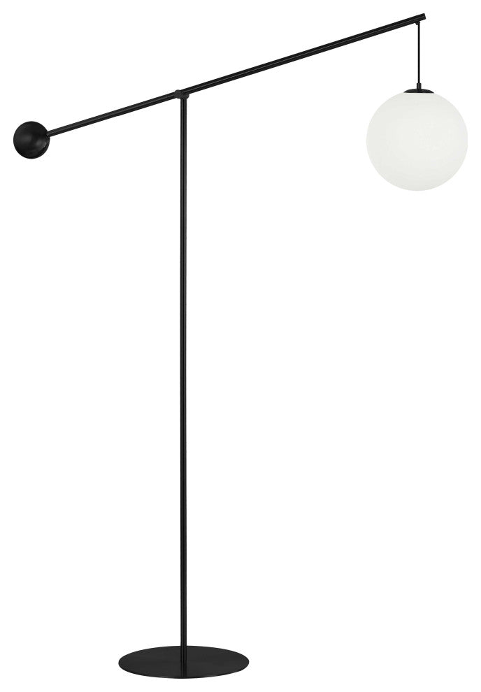 Holly Transitional 1 Light Matte Black White Metal Floor Lamp