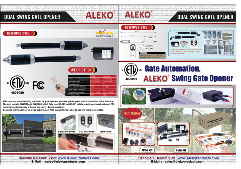 Fully Metal Dual Swing Gate Opener Gate Operator, Solar Power Compatible