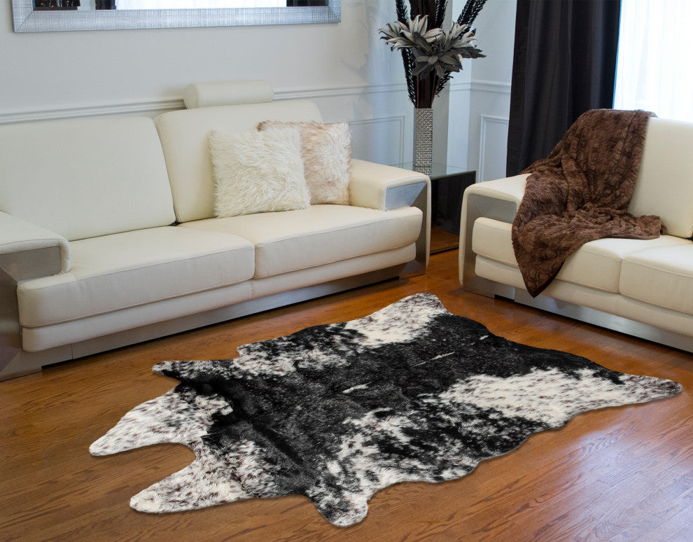 5.25'x7.5' Faux Hide Rug, Edingburg S&p Black&white