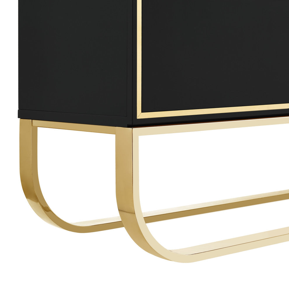Nicole Miller Jacelynn Sideboard, Black/Gold, 2-Door
