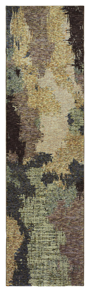 Elements Cache Blue/Brown Area Rug, 2'3"x8'