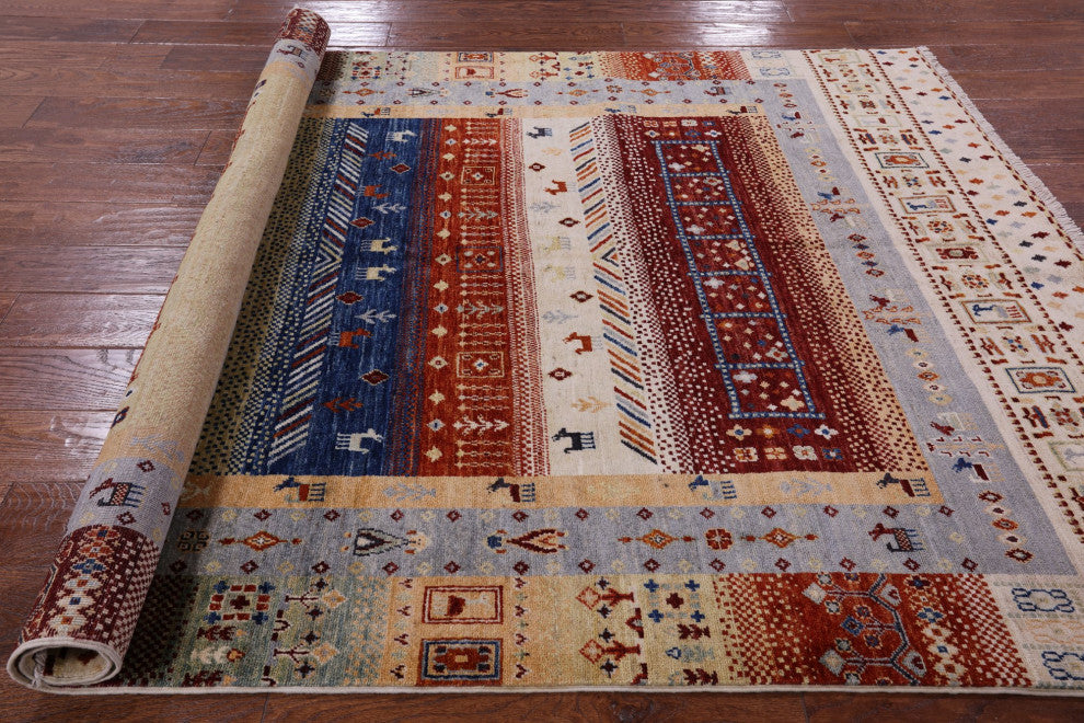 5' 1" X 6' 9" Tribal Persian Gabbeh Handmade Wool Rug Q6769