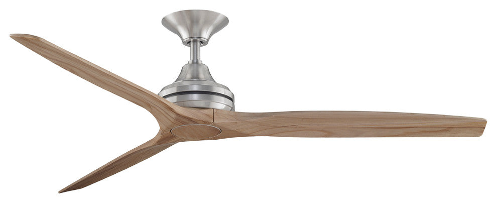 Fanimation Spitfire Ceiling 60" Fan, Brushed Nickel With Natural Wood Blades