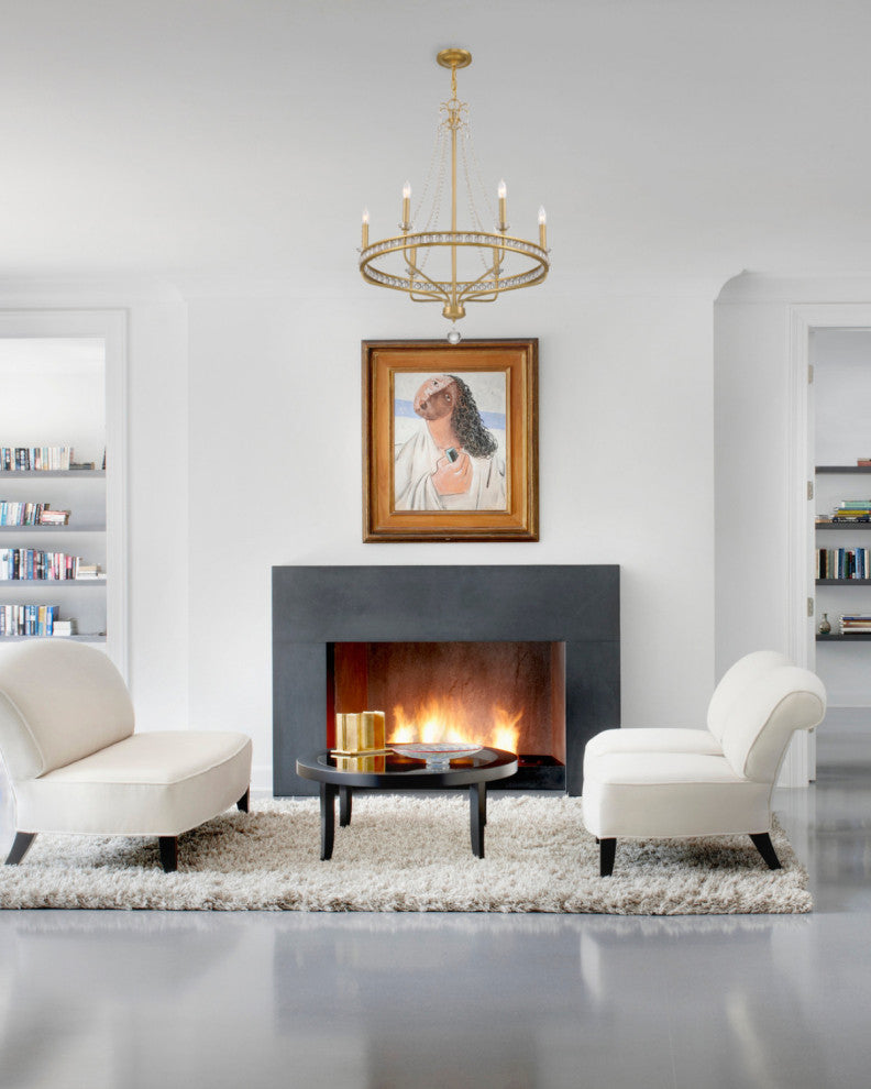 Crystorama Lighting Group SEV-1806 Seville 6 Light 28"W Beaded - Aged Brass