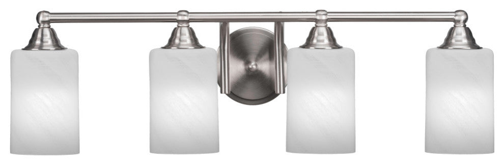 Paramount 4-Light Bath Bar, Brushed Nickel, 4" White Marble Glass
