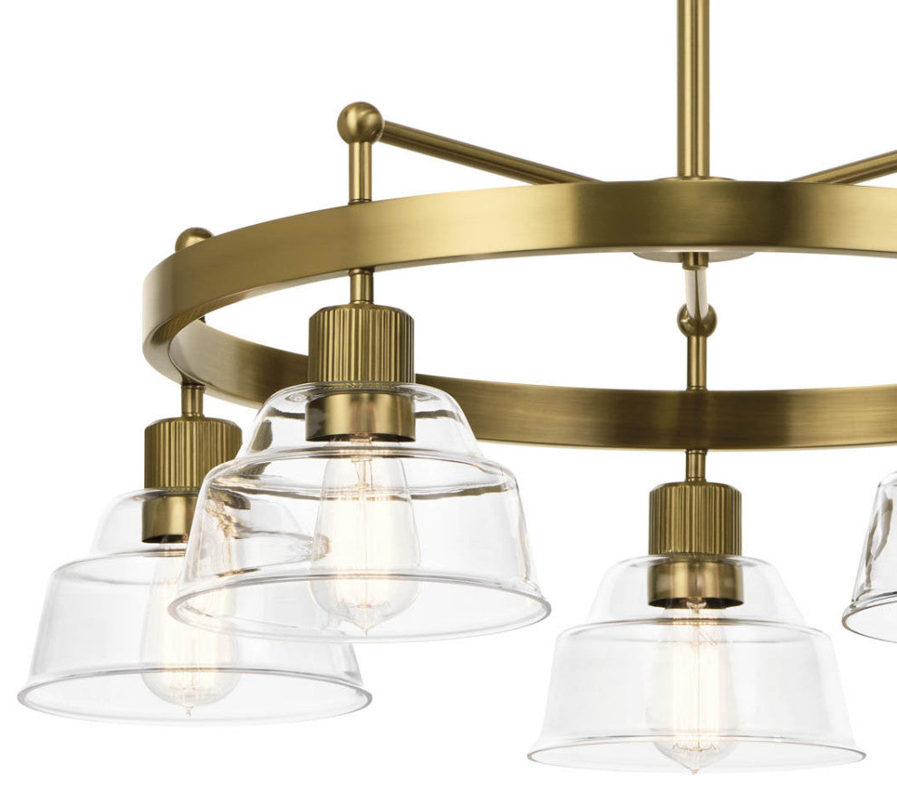 Eastmont 5 Light Chandelier, Clear Glass, Brushed Natural Brass